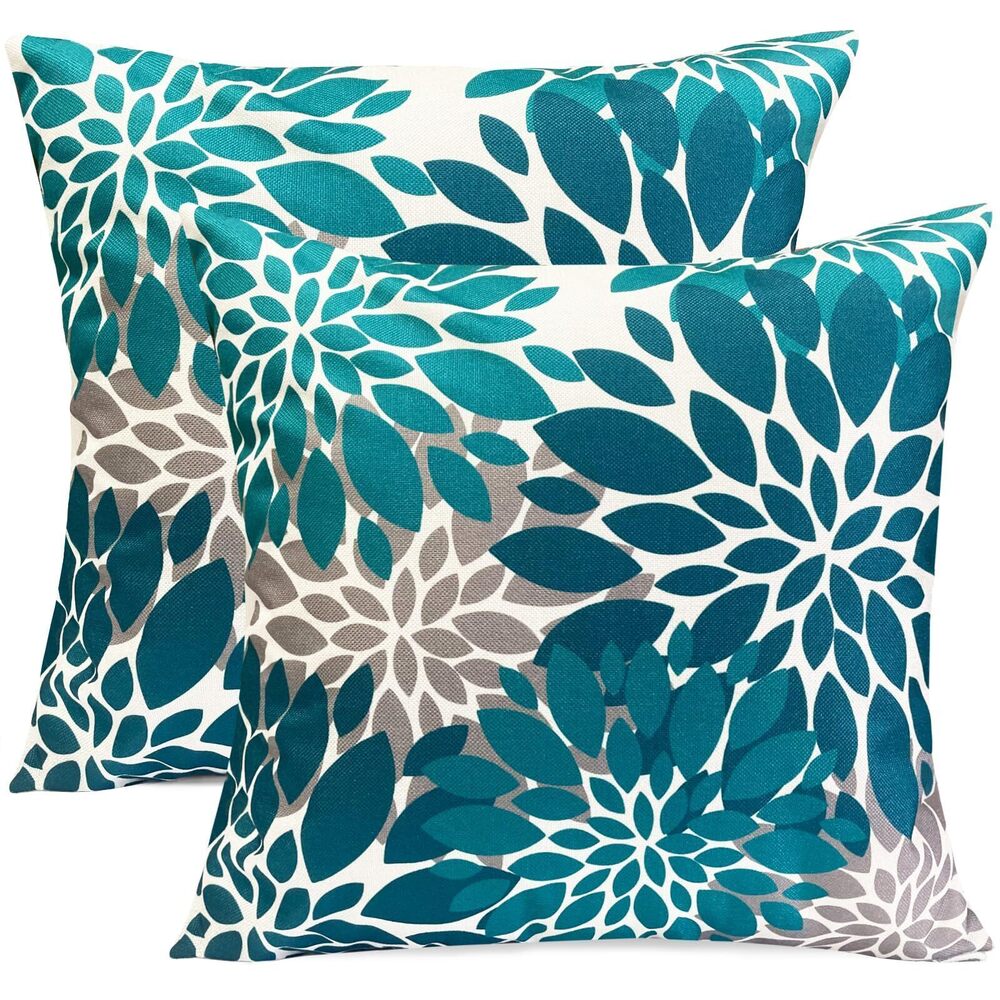 1727 Decorative Throw Pillow Covers Set of 2 Teal Blue Pillow Covers 22x22